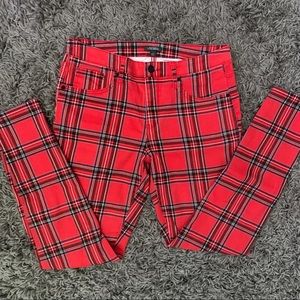 Red Plaid Stetchy Pant